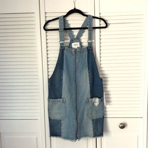 Forever 21 Denim Jean Overall Skirt Size L Color Block style